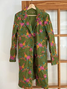 JOHNNY WAS Floral Coat Jacket Cotton Embroidered Size Medium - Picture 1 of 11