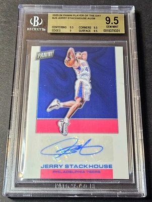 2023-24 Panini Player of the Day /39 Auto Jerry Stackhouse #JS BGS 9.5/10 - Imagem 1 de 2
