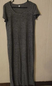 Old Navy Size Small Heather Gray Linen Blend Short Sleeve Midi Dress - Picture 1 of 3