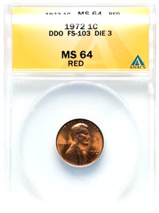 1972 1C Doubled Die Obverse, FS-103, MS64 Red ANACS. Die 3. - Picture 1 of 2