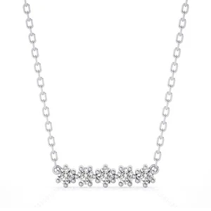 Lab Grown 0.5Ct Diamond Bar Necklace 14K Gold, 5 Stone, VS Clarity, F Color - Picture 1 of 8