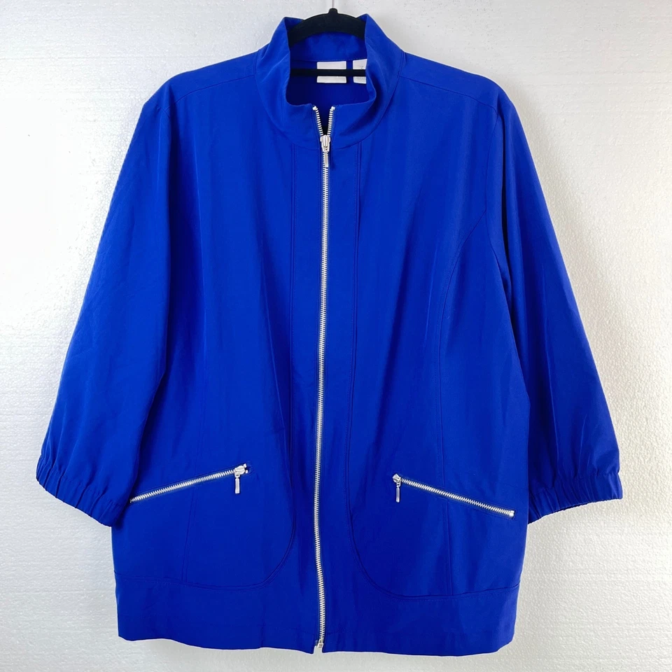 Chaqueta Zenergy by Chicos Azul Cremallera Talla 3 XL 16-18 Viaje Ligera Manga 3/4 Foto 1 de 4