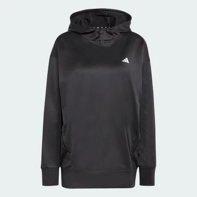 adidas AEROREADY Game and Go Fleece Womens Hoodie Black Loose Fit Pullover S NWT - Image 1 of 4