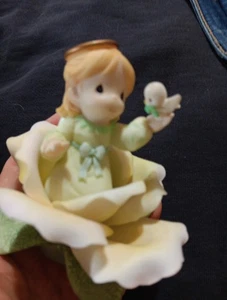 PRECIOUS MOMENTS Expressive Blossoms Figurine “Yellow and Peach Rose of Peace” - Picture 1 of 4