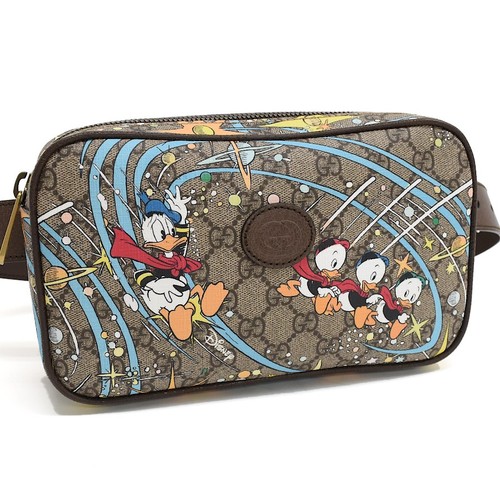 Gucci borsa cintura stampa paperino rivestita tela beige donna usata autentica