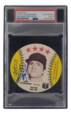 Carl Yastrzemski Signed 1976 MSA Boston Red Sox Disc Card PSA/DNA - Image 1 of 3
