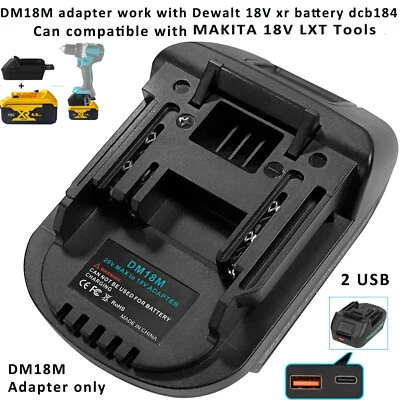 Battery Fast Adapter for Dewalt Milwaukee 18V to Makita 18V BL1830 BL1860 Type-C