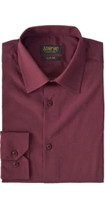 Camicia abito da uomo borgogna slim fit manica lunga diffusa colletto casuale uomo - Foto 1 di 8