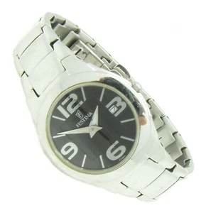 Festina Damen Armbanduhr Edelstahl Datum F6709 schwarz 3ATM Batterie neu S73 - Bild 1 von 2