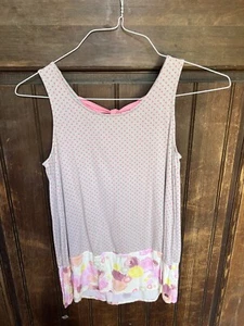 Matilda Jane 435 Mocha Sleeveless Top with Pink Polka Dots & Tie Back, size 12 - Picture 1 of 3