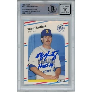 Edgar Martinez Autographed 1988 Fleer 378 Card HOF 10 Grade Auto Beckett 47705 - Picture 1 of 2