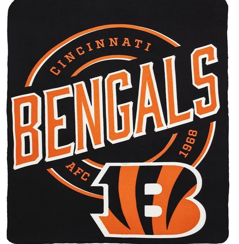 New Northwest NFL Cincinnati Bengals Large Soft Fleece Throw Blanket 50" X 60" Cover