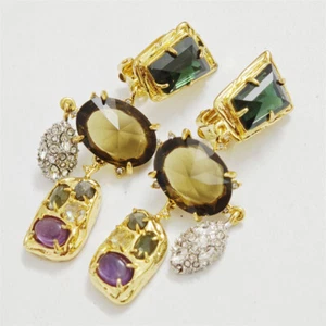 Alexis Bittar Gold Tone Crystal Embellished Clip Earrings - Picture 1 of 5