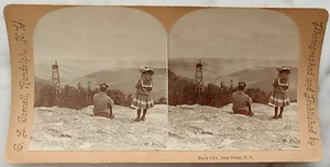 c. 1890s Rock City Cattaraugus County NY Oil Derricks Photo Randolph Stereoview - Picture 1 of 2