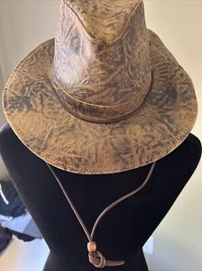 Chapeau Henschel unisexe grand cuir marron noir cowboy western côté snap strap neuf - Photo 1/15