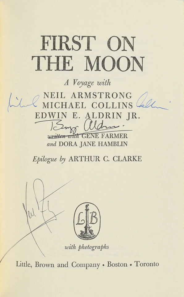 NEIL ARMSTRONG, BUZZ ALDRIN, MICHAEL COLLINS Signed Apollo XI Page 10"x6"reprint - Image 1 of 1