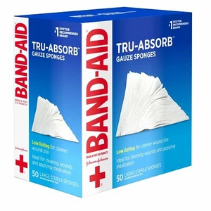 Band Aid Tru-Absorb Gauze Large Sponges 4 inch x 4 inch First Aid 50 Each 6 Pack - Picture 1 of 3