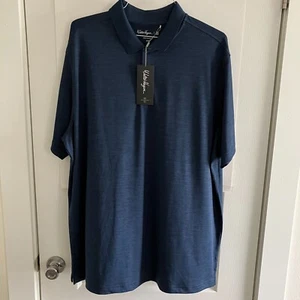 Polo Walter Hagen Performance 11 blu/nero stampa uomo XXL NUOVA CON ETICHETTE (MSRP $60) - Foto 1 di 15