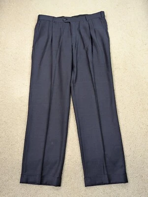Pantalones Jos A Bank Reserve Para Hombre 38x31 Azul Lana Franela Rayas Plisado Puño Foto 1 de 4