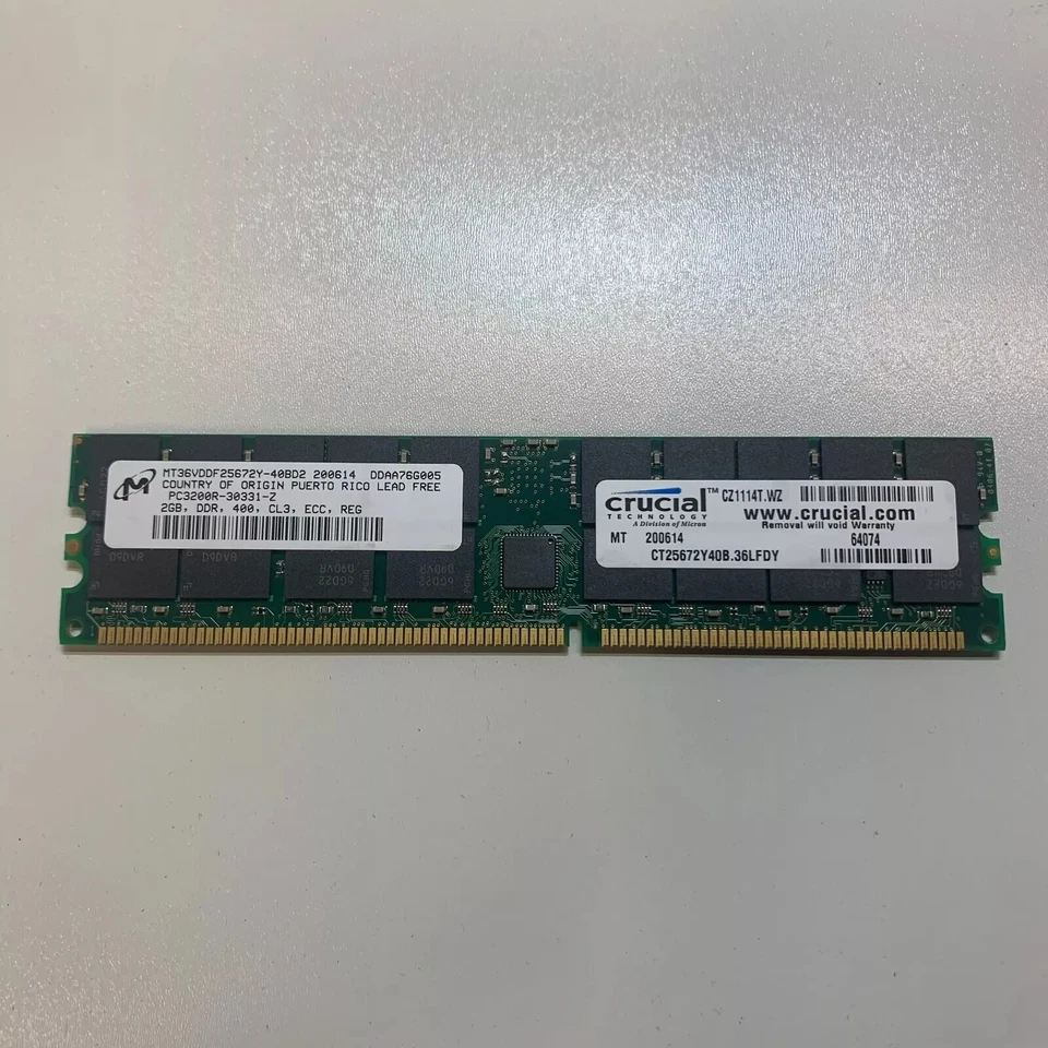 Micron MT36VDDF25672Y-40BD2 2GB PC3200R Server RAM Memory Module - Image 1 of 1