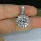 1.50 Ct Round Cut Simulated Diamond Halo Pendant Chain In 14k White Gold Plated