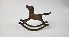 Vintage SOLID BRASS Rocking Horse Figurine ~7” Long Dark Patina