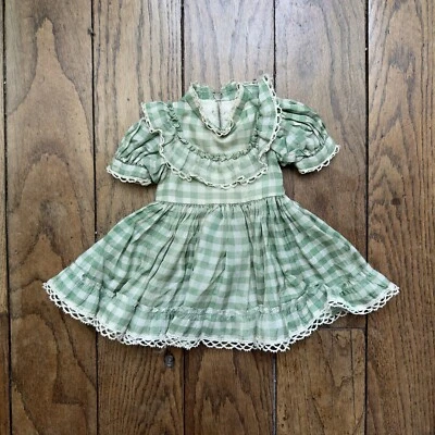 Robe De Poupée Raynal Viscose Vichy Verte - Photo 1/4