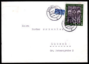 Bund 139, 10 Pf. Marienkirche,Ortsbrief Lübeck 4.12.51 - Bild 1 von 1