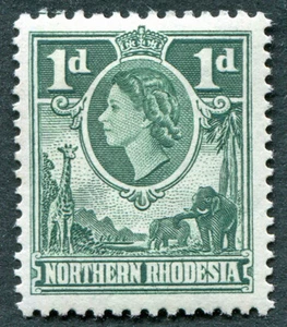 NORTHERN RHODESIA 1953 1d bluish green SG62 mint MH FG Queen Elizabeth II #A01 - Picture 1 of 1