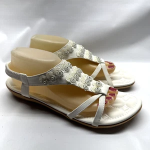 Ecetana Sandals White Women's Size 12 M Rhinestone Bling Open Toe Shoes - Picture 1 of 12
