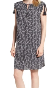 NIC+ZOE Market Embroidered Shirt Dress Size M Keyhole Neck Cap Sleeves Adj Ties - Picture 1 of 12