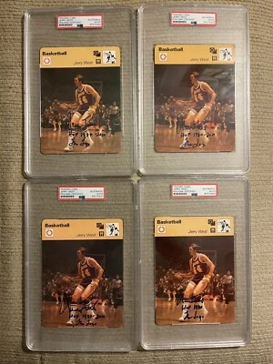 LOT OF 4 Autographed Jerry West Signed 1977 Sportscaster Card PSA/DNA AUTO LOGO Foto 1 de 4