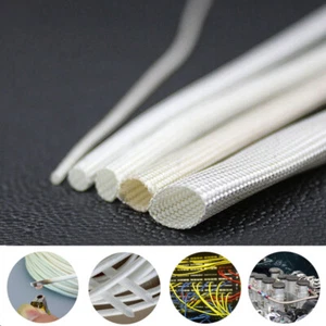 White 600°C HIGH TEMP Fiberglass Sleeving Wire Cable Insulation Tube ID 1-50mm - Picture 1 of 6