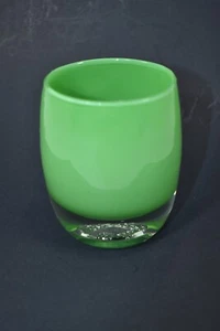 GLASSY BABY GREEN " PRE- TRISKELION " VOTIVE  CANDLE HOLDER - Picture 1 of 6