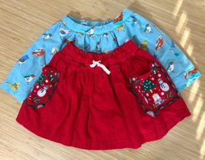 Mini Boden Girls Skirt Lot 5-6 Birds Christmas Embroidered A Line Circle Pull On - Picture 1 of 5