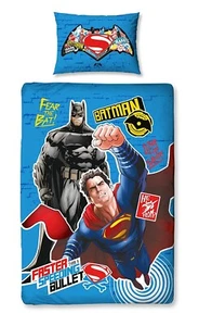 SINGLE BED BATMAN VS SUPERMAN DUVET COVER SET CLASH COMIC PANEL BLUE RED - Picture 1 of 1