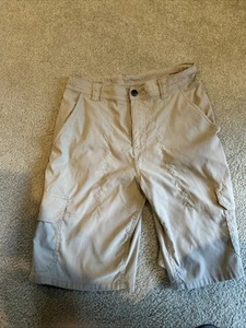 Boys Wrangler Cargo Khaki Tan Adjustable Waist Shorts Pull Tab Size 16 - Picture 1 of 4