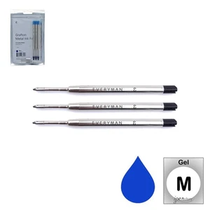 Paquete/3 recambios para bolígrafo de gel Everyman Grafton, azul mediano - Imagen 1 de 3