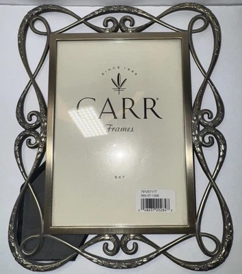 CARR FRAMES 5”x7”/ Ornate Metal Antique Gold Tone Frame with Glass - Image 1 of 4