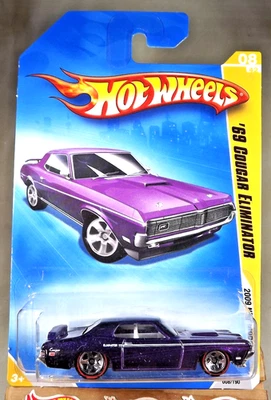 2009 Hot Wheels Walmart Redline #8 New Models 69 COUGAR ELIMINATOR Purple wRL5Sp - Image 1 of 4