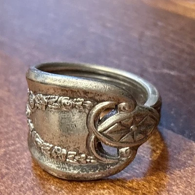 Spoon Ring Vintage Silver Plated Silverware Jewelry Band Heirloom Ring size 10 - Image 1 of 4