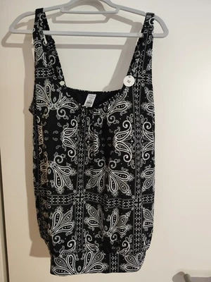 Tankini-Set Schwarz Mit Muster Neu Oberteil Gr. 52 Höschen Gr 50 - Bild 1 von 4