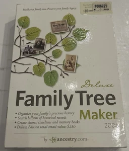 Deluxe Family Tree Maker Ancestry 2008 Neu und noch originalverpackt  - Bild 1 von 5