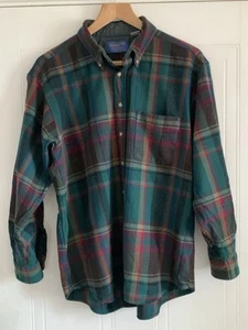 Vtg Pendleton Shirt Men Large Green Tartan Plaid Flannel Wool Made In USA - Picture 1 of 15