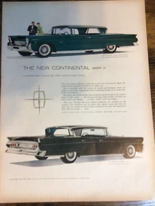 1958 58 Lincoln Continental Mark III Coupe & Landau large color car ad - Picture 1 of 1