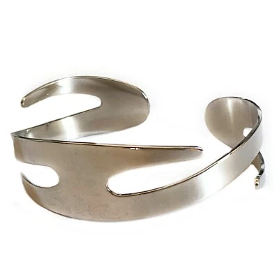 Bracciale rigido da donna a schiava argento braccialetto aperto tribale polsino - Immagine 1 di 4