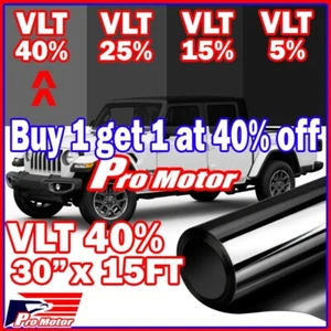 VLT 40% 30" 180" 15FT Office Car Home Commercial Uncut Window Roll Tint Film PC - Picture 1 of 6