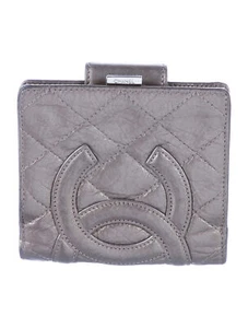 CHANEL Vintage 2008 Karl Lagerfeld Ligne Cambon Metallic Leather Compact Wallet - Picture 1 of 6