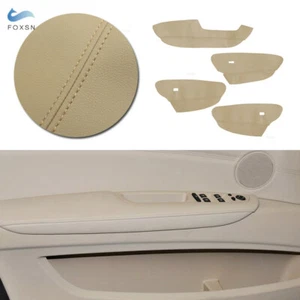 For BMW X5 E70 07-13 4Pcs Inner Beige Tan Door Armrest Panel LEATHER Cover Skin - Picture 1 of 7