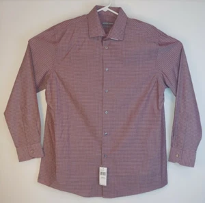 Geoffrey Beene Slim Fit Button Up Long Sleeve Collard Maroon Shirt Mens Size 2XL - Picture 1 of 7